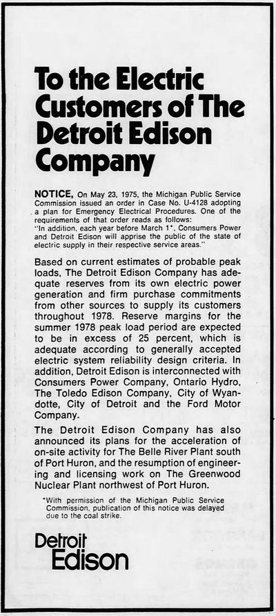 Greenwood Nuclear Power Plant (Cancelled) - April 1978 Edison Announcement
